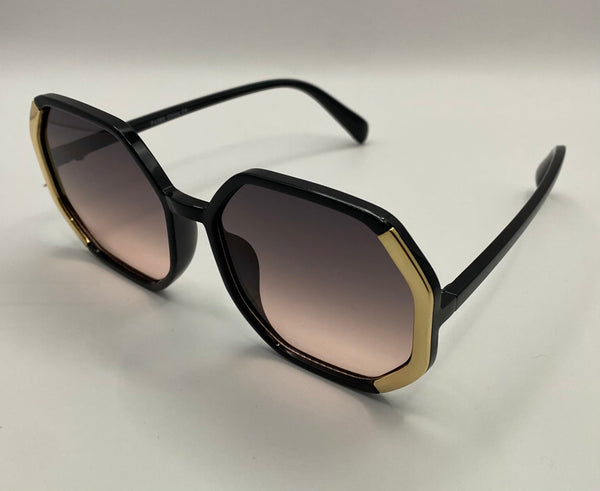 SASHA | Black | Gold Metal | Pink Smokey Lens