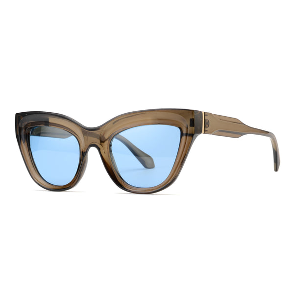 KELSEY | Transparent Dark Brown | Blue Lens