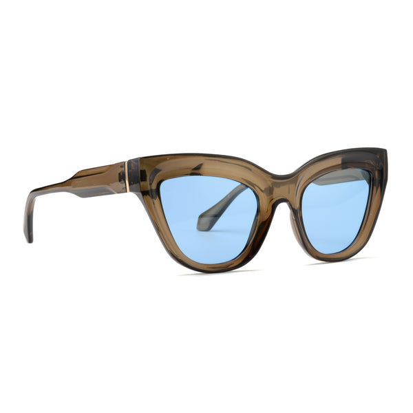 KELSEY | Transparent Dark Brown | Blue Lens
