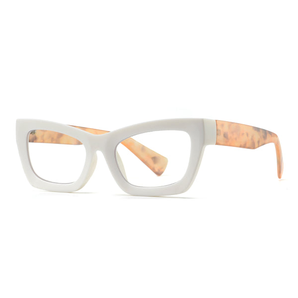 LALA | Matte White | Light Tortoise Temples | Blue Light