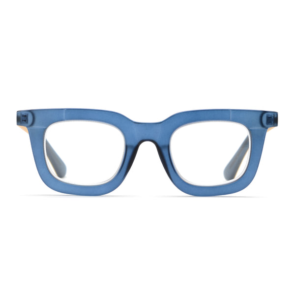 OLIVIA | Matte Transparent Blue | Matte Gold Temples |Blue Light