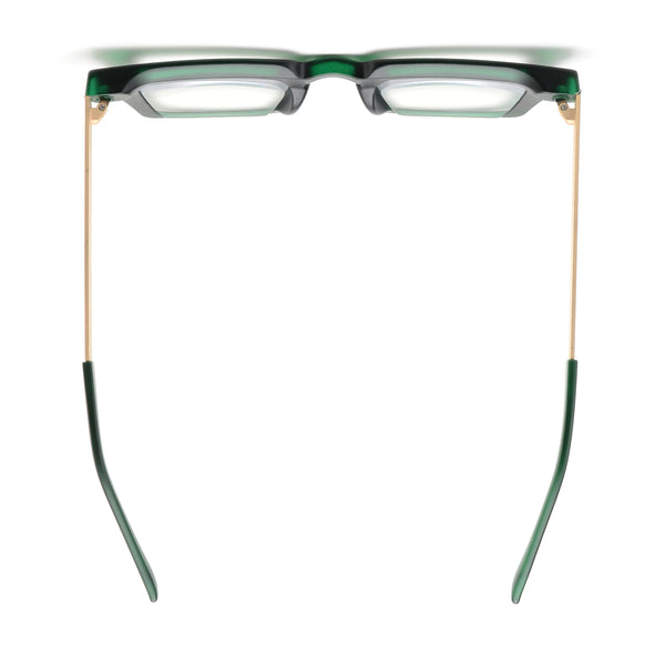 KAYDEN | Matte Transparent Green | Matte Gold Temples | Blue Light