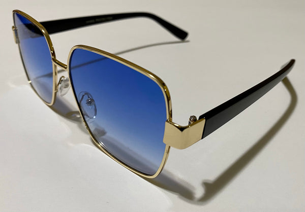 MATEO | Gold Metal | Blue Lens