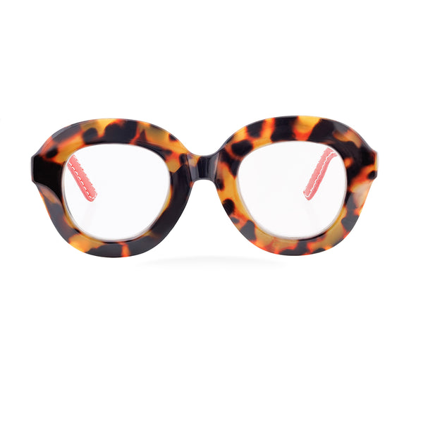BELLA | Amber Tortoise | Red Vegan Leather