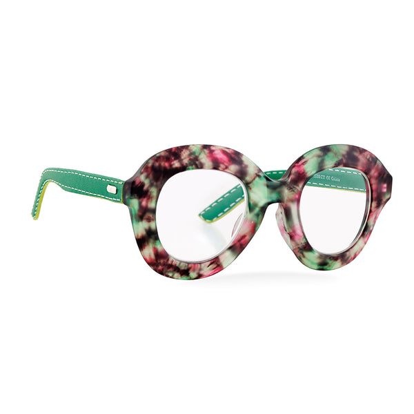 BELLA | Matte Green-Pink Tortoise | Green Vegan Leather