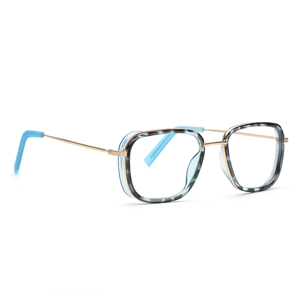 ART | Light Blue Tortoise | Gold Metal Frame