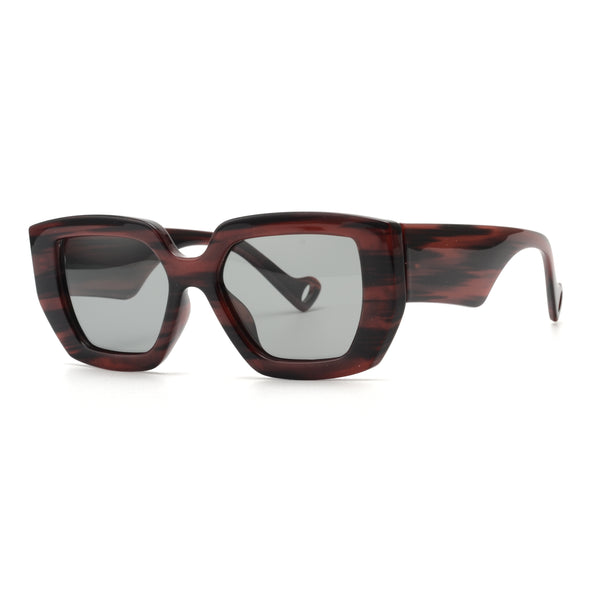 NYLA | Dark Cherry & Black Streaks | Smokey Polarized Lens