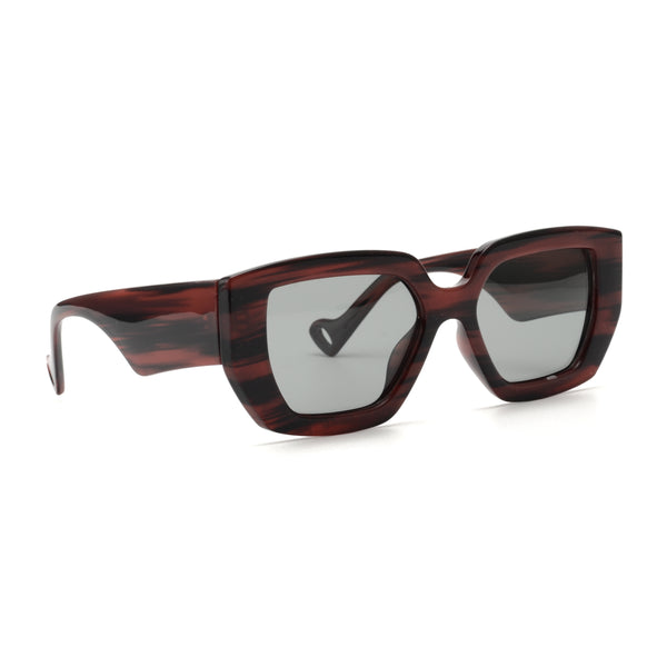 NYLA | Dark Cherry & Black Streaks | Smokey Polarized Lens