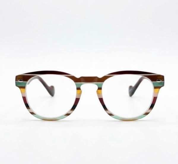 ASA | Striped Brown/Blue | Matte Dark Brown Temples