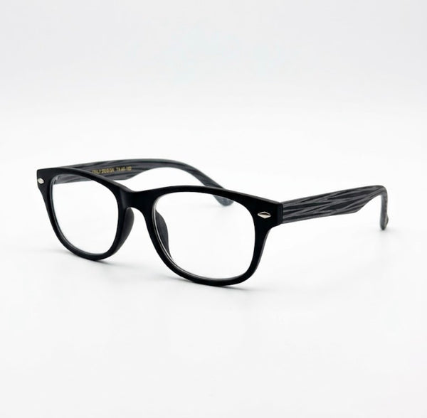WES | Black | Striped Dark Grey Temples