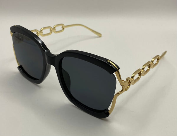 DARA | Black | Gold Accent | Smokey Brown Lens