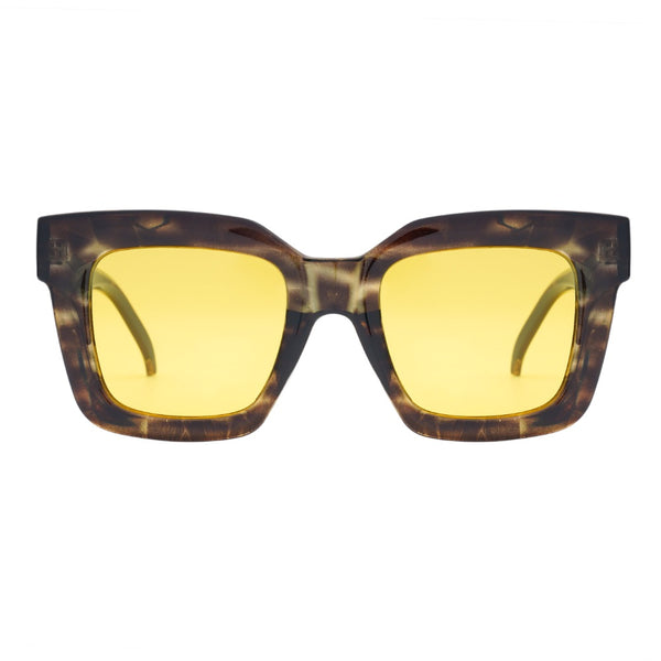 Ellie | Striped Brown | Yellow Lens