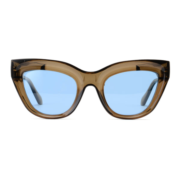 KELSEY | Transparent Dark Brown | Blue Lens