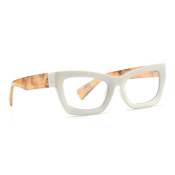 LALA | Matte White | Light Tortoise Temples | Blue Light