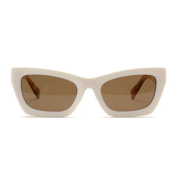 ROXY | Matte White | Brown Lens