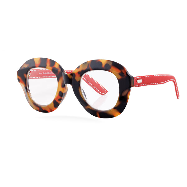 BELLA | Amber Tortoise | Red Vegan Leather