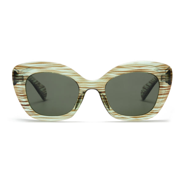 TALLIE | Green & Brown Stripes | Smokey Polarized Lens