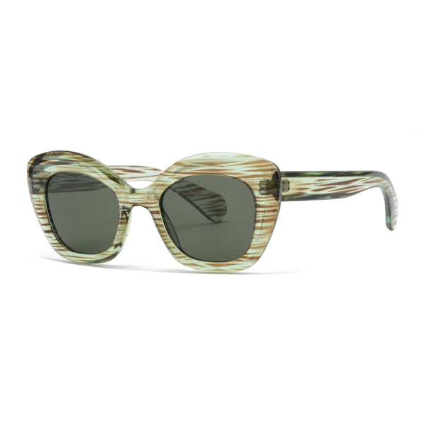 TALLIE | Green & Brown Stripes | Smokey Polarized Lens
