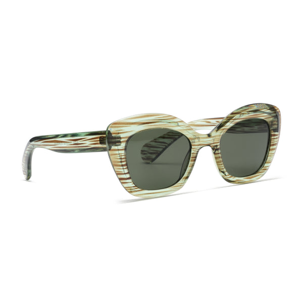 TALLIE | Green & Brown Stripes | Smokey Polarized Lens