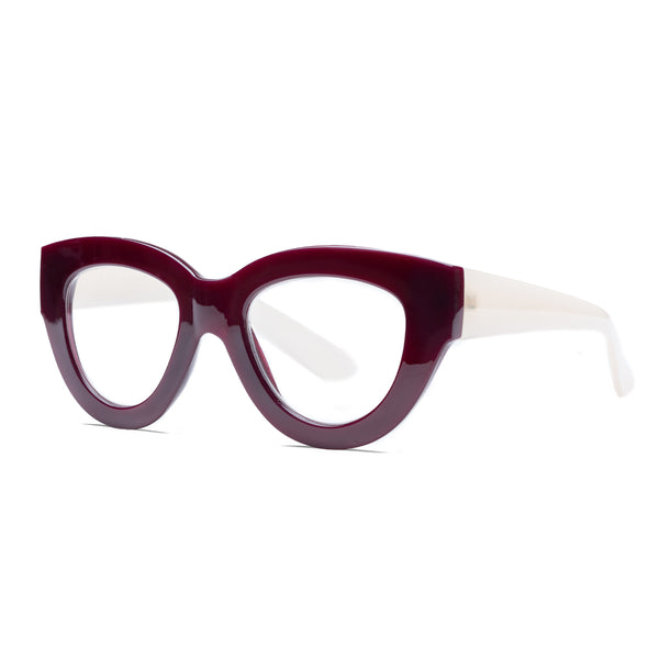 Paulina, 7003, Burgundy, Ivory, Readers, Reading Glasses, Blue Light Blocking, Ryan Simkhai Eyeshop